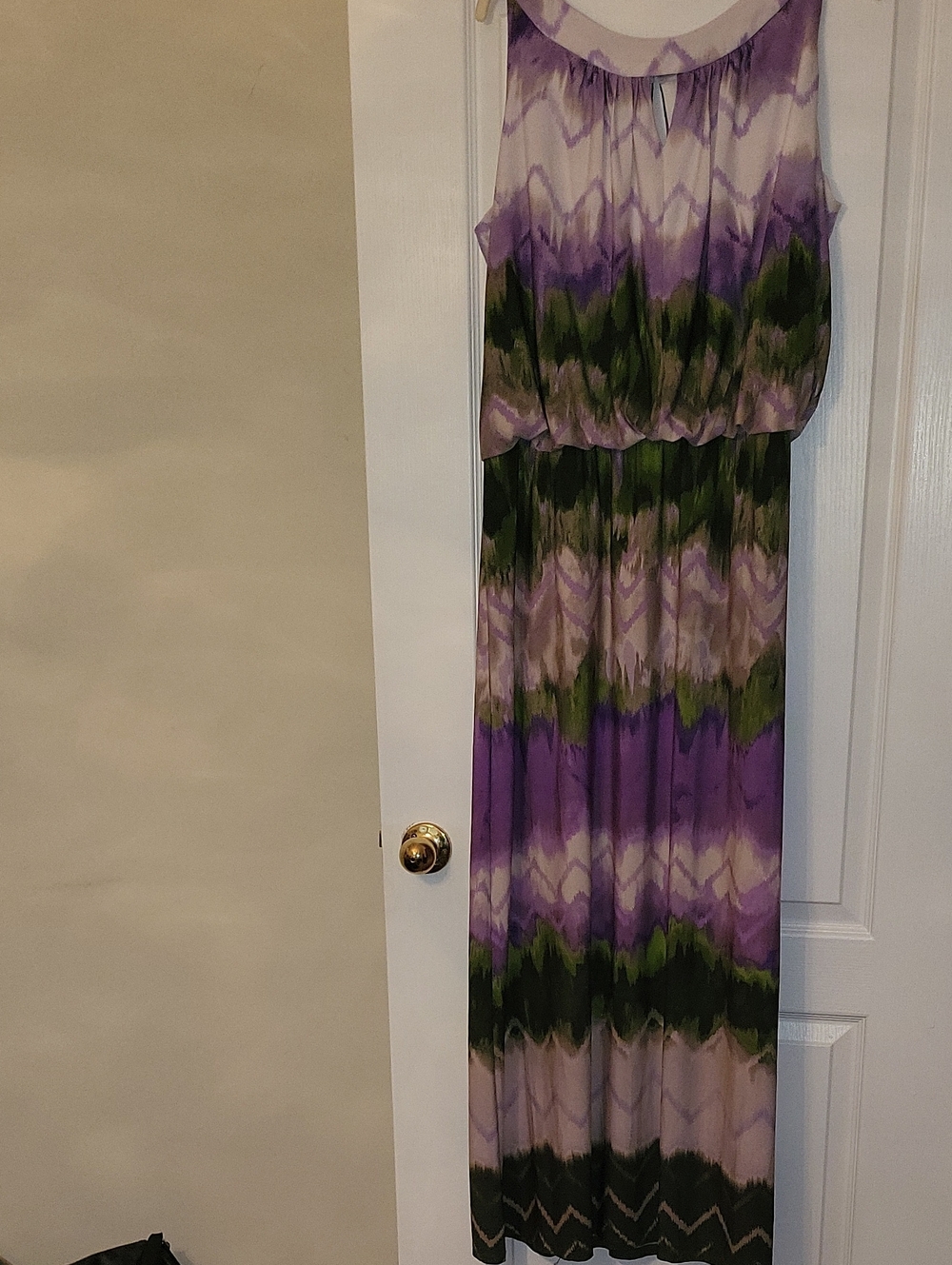Sleeveless Purple & Green Tie-Dye Maxi Dress